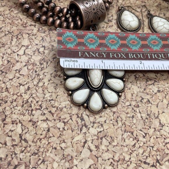 Western SQUASH BLOSSOM COPPER BUFFALO NECKLACE EARRING SOUTHWEST Set Bracelet Ne - Picture 8 of 16